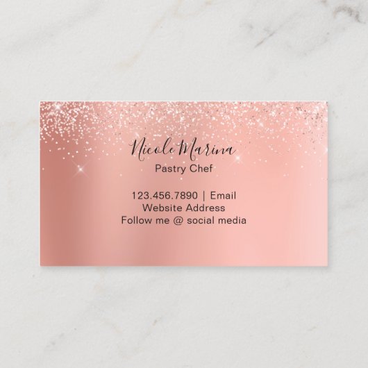 Elegante Fancy Faux Roos Gouden Cupcake Sweets Bak Visitekaartje (Achterkant)