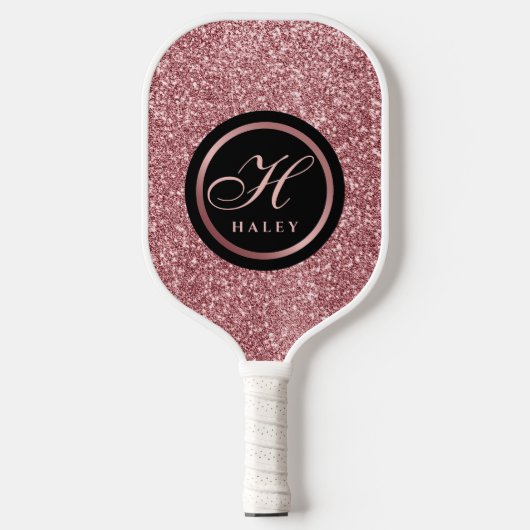 Elegante fancy goud glitter effect monogram initia pickleball paddle (Voorkant)