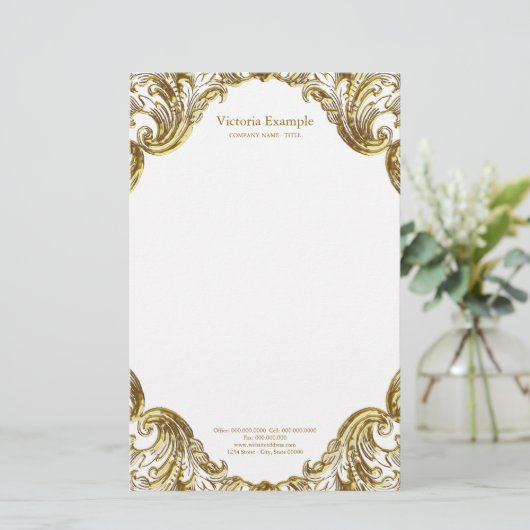 Elegante Fancy gouden werveling Briefpapier (Staand voorkant)