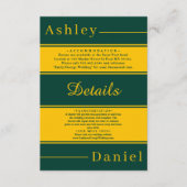 Elegante Fancy groene en gouden strepen Chic bruil Informatiekaartje (Voorkant)