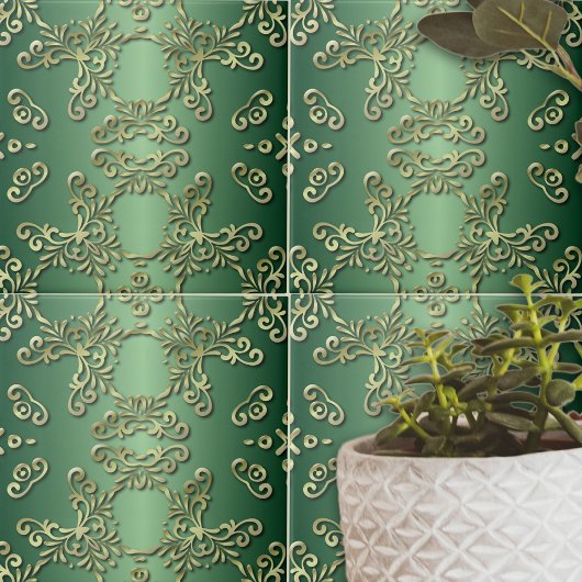 Elegante Fancy Luxe  Gouden Groene Smaragd Tegeltje