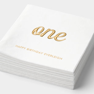 Elegante Fancy One 1st Birthday Gold Foil servette Folie Servetten
