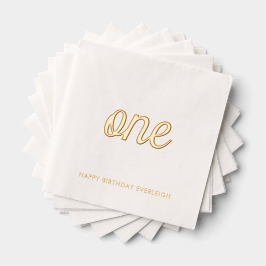 Elegante Fancy One 1st Birthday Gold Foil servette Folie Servetten (Insitu (Gestapeld))