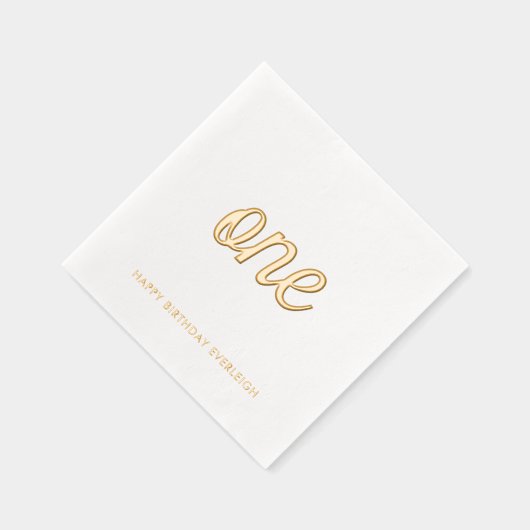 Elegante Fancy One 1st Birthday Gold Foil servette Folie Servetten (Rechts)