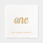 Elegante Fancy One 1st Birthday Gold Foil servette Folie Servetten (Voorkant)