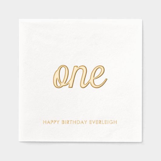 Elegante Fancy One 1st Birthday Gold Foil servette Folie Servetten (Voorkant)
