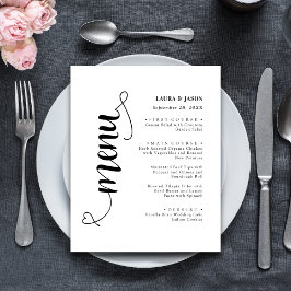 Elegante Fancy Script Wedding Menu Kaart voor Bord