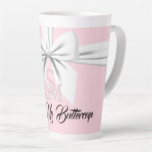 Elegante Fancy Tiffany Verjaardag Monogram Roze Latte Mok (Rechterhoek)