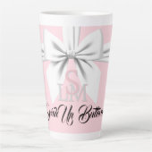 Elegante Fancy Tiffany Verjaardag Monogram Roze Latte Mok (Voorkant)