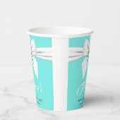 Elegante fancy Tiffany-verjaardagsservies aqua Papieren Bekers (Rechts)