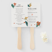 Elegante Fancy Tropische Bloemen Bruiloft Handwaaier (Voorkant en achterkant)