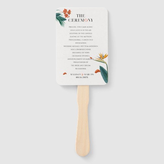 Elegante Fancy Tropische Bloemen Bruiloft Handwaaier (Voorkant)