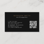 Elegante Fancy zwart gouden script Monogram QR-cod Visitekaartje (Achterkant)