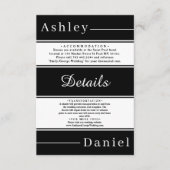 Elegante Fancy zwart-witte strepen chique bruiloft Informatiekaartje (Voorkant)