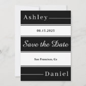 Elegante Fancy zwart-witte strepen chique bruiloft Save The Date (Voorkant)