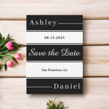 Elegante Fancy zwart-witte strepen chique bruiloft