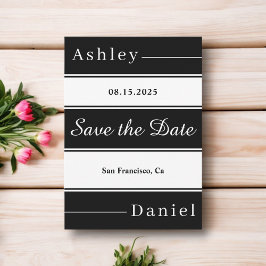 Elegante Fancy zwart-witte strepen chique bruiloft Save The Date