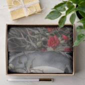 Elegante Fantasie Maan, Raaf & Rode Rozen Tissuepapier (Geschenk)