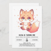 Elegante Fantasy Fox 1e verjaardag Kaart (Voorkant / Achterkant)