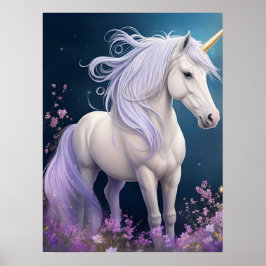 Elegante Fantasy Magische Eenhoorn Paard AI Kunst Poster