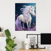 Elegante Fantasy Magische Eenhoorn Paard AI Kunst Poster (Thuiskantoor)