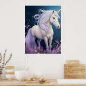 Elegante Fantasy Magische Eenhoorn Paard AI Kunst Poster (Keuken)