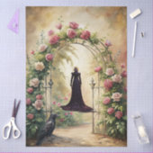 Elegante Fantasy Vrouw & Raven Franse Bloemen Tissuepapier (Craft)