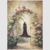 Elegante Fantasy Vrouw & Raven Franse Bloemen Tissuepapier (Voorkant)