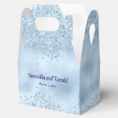 Elegante Faux Baby Blue Glitter en Folie bruiloft Bedankdoosjes (Geopend)