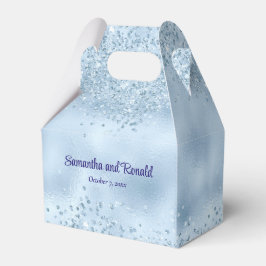 Elegante Faux Baby Blue Glitter en Folie bruiloft Bedankdoosjes