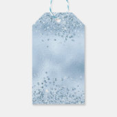 Elegante Faux Baby Blue Glitter en Folie bruiloft Cadeaulabel (Achterkant)