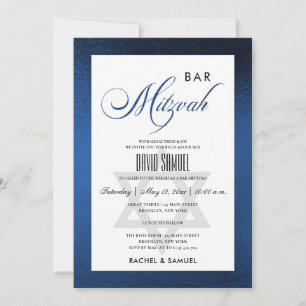 ELEGANTE FAUX BLAUW EENVOUDIGE BAT BAR MITZVAH KAART