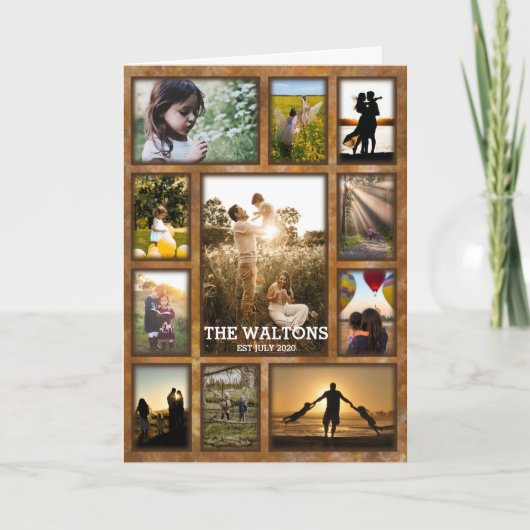 Elegante Faux BronzeFrame Family Fotocollage Kaart (Voorkant)