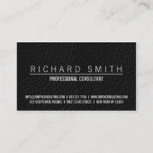 Elegante faux chique zwart leer professionele vlak visitekaartje (Achterkant)