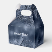 Elegante Faux Donkerblauwe glitter en Folie bruilo Bedankdoosjes (Achterkant)