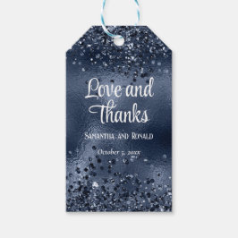 Elegante Faux Donkerblauwe glitter en Folie bruilo Cadeaulabel