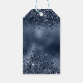Elegante Faux Donkerblauwe glitter en Folie bruilo Cadeaulabel (Achterkant)
