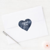 Elegante Faux Donkerblauwe glitter en Folie bruilo Hart Sticker (Envelop)