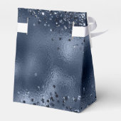 Elegante Faux Donkerblauwe glitter & Folie bruilof Bedankdoosjes (Achterkant)