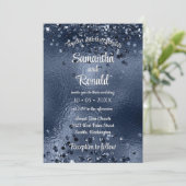 Elegante Faux Donkerblauwe glitter & Folie bruilof Kaart (Staand voorkant)