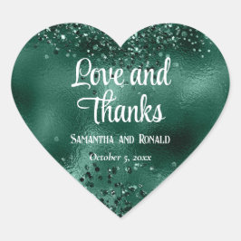 Elegante Faux Donkergroene glitter en Folie bruilo Hart Sticker