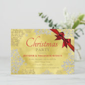 Elegante FAUX Folie Snowflakes Xmas Holiday Ribbon Kaart (Staand voorkant)