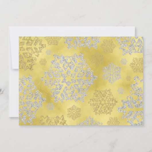 Elegante FAUX Folie Snowflakes Xmas Holiday Ribbon Kaart (Achterkant)