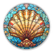 Elegante faux gebrandschilderd glas strand schelp keramische knop (Voorkant)