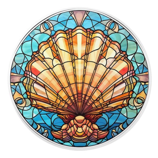 Elegante faux gebrandschilderd glas strand schelp keramische knop (Voorkant)