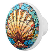 Elegante faux gebrandschilderd glas strand schelp keramische knop (Rechts)