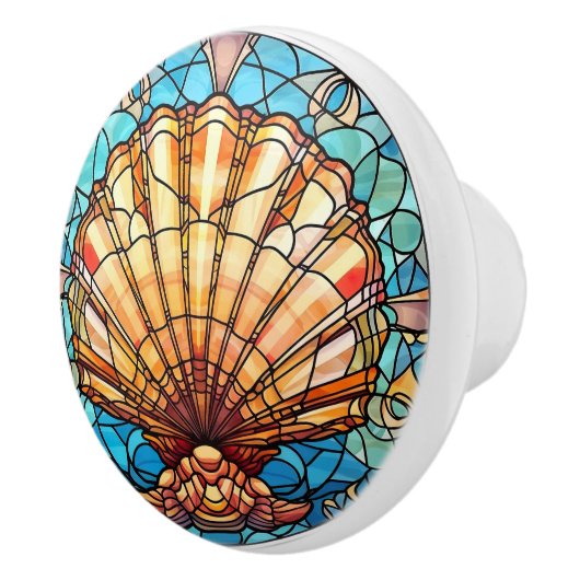 Elegante faux gebrandschilderd glas strand schelp keramische knop (Rechts)