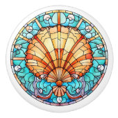Elegante faux gebrandschilderd glas strand schelp keramische knop (Voorkant)