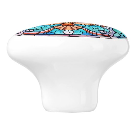 Elegante faux gebrandschilderd glas strand schelp keramische knop (Zijkant)