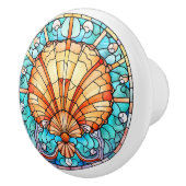 Elegante faux gebrandschilderd glas strand schelp keramische knop (Rechts)